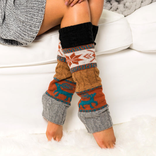Nordic Snowflake Leg Warmer in Black - photo