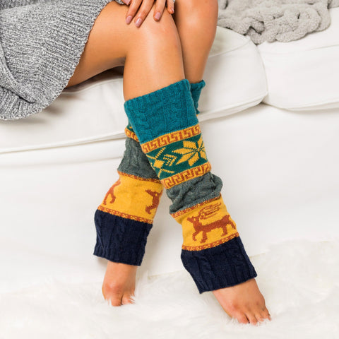 Nordic Snowflake Leg Warmer in Teal - photo