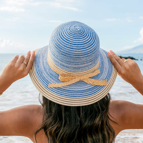 Multi-Stripe Bow Accent Sunhat in - Straw Sunhat photo