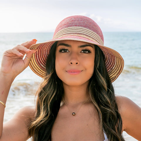 Multi-Stripe Bow Accent Sunhat in - Straw Sunhat photo