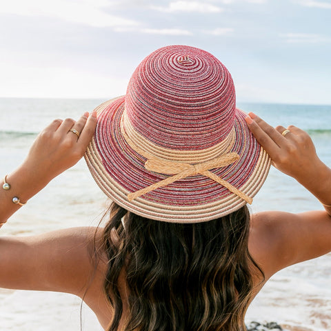 Multi-Stripe Bow Accent Sunhat in - Straw Sunhat photo