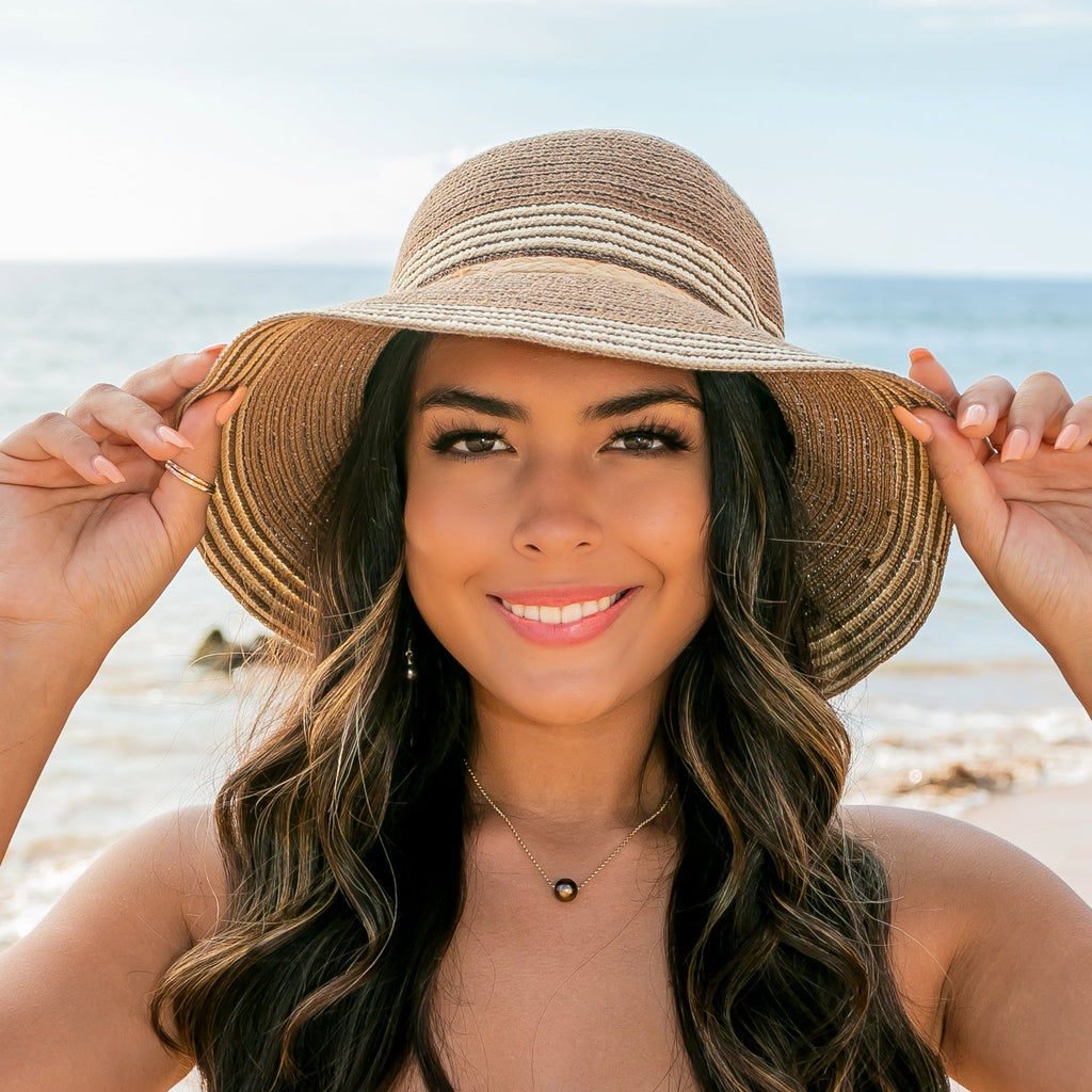 Multi-Stripe Bow Accent Sunhat in - Straw Sunhat photo