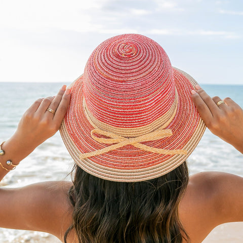 Multi-Stripe Bow Accent Sunhat in - Straw Sunhat photo