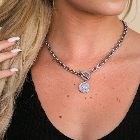 Coin Accent Chain Necklace in - photo
