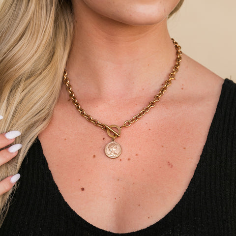 Coin Accent Chain Necklace in - photo