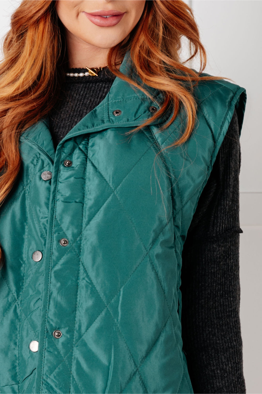 Layering Queen Quilted Puffer Vest in Hunter Green in - Layers photo