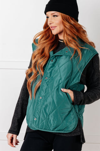 Layering Queen Quilted Puffer Vest in Hunter Green in - Layers photo