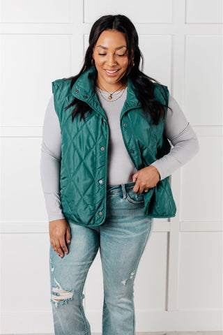 Layering Queen Quilted Puffer Vest in Hunter Green in - Layers photo