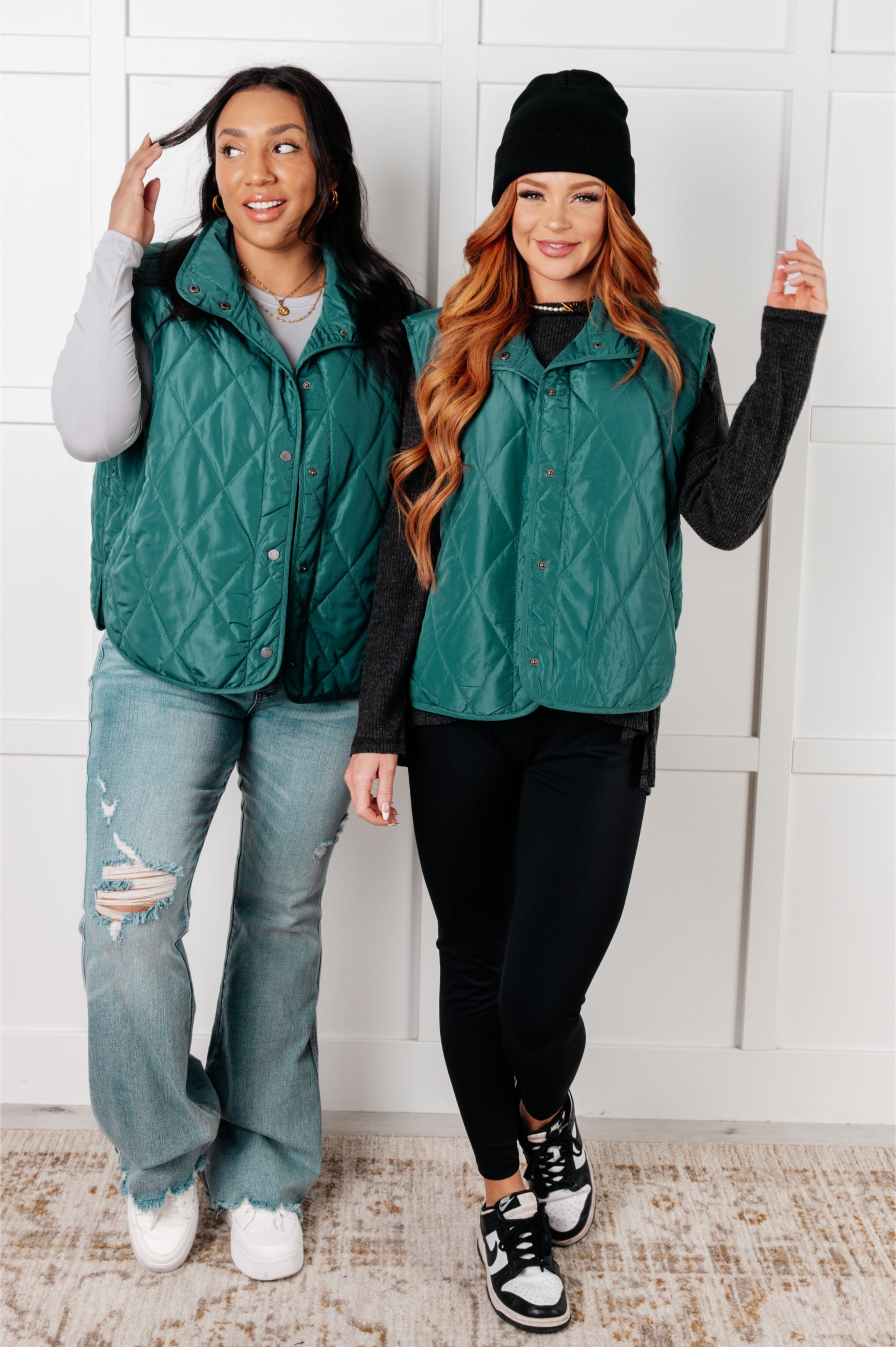 Layering Queen Quilted Puffer Vest in Hunter Green in - Layers photo