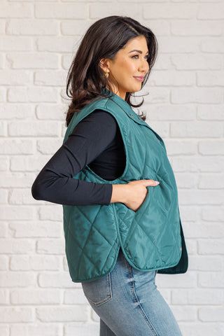 Layering Queen Quilted Puffer Vest in Hunter Green in - Layers photo