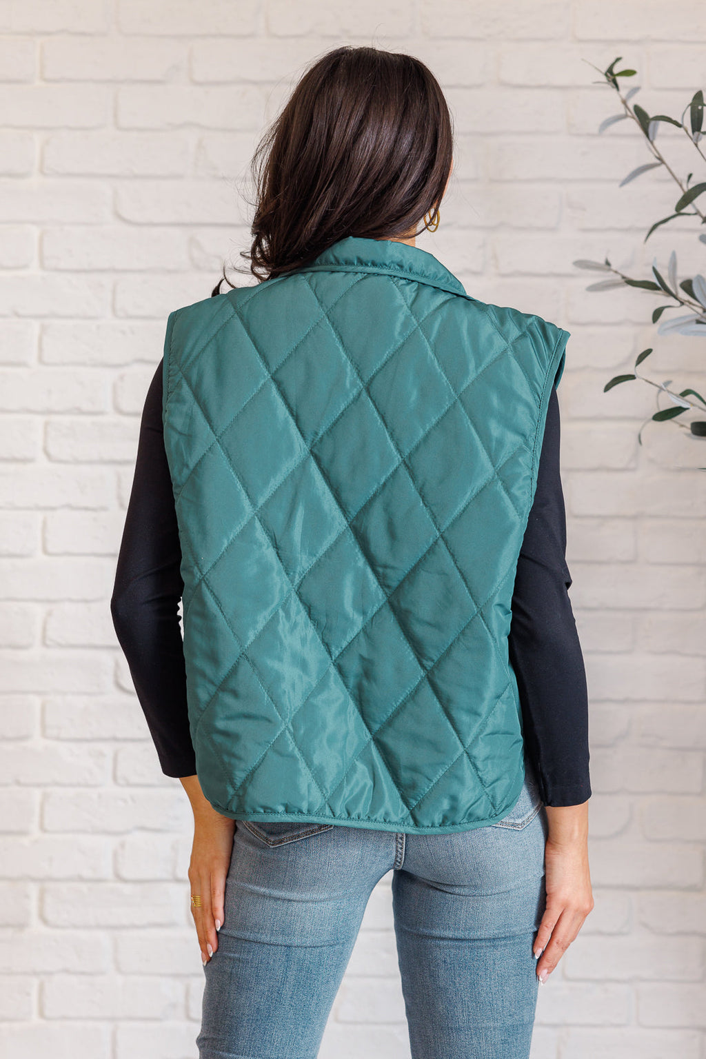 Layering Queen Quilted Puffer Vest in Hunter Green in - Layers photo
