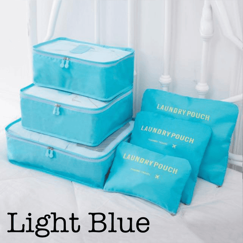 6 Piece Travel Organizer in Light Blue - Travel photo