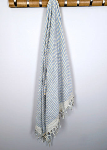 Linea Collection – Oversized Turkish Cotton Bath Towel with Tonal Stripes and Tassels - SwagglyLife Home & Fashion