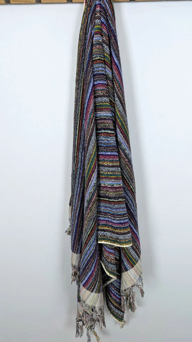 Linea Collection – Oversized Turkish Cotton Bath Towel with Tonal Stripes and Tassels - SwagglyLife Home & Fashion