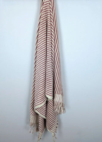 Linea Collection – Oversized Turkish Cotton Bath Towel with Tonal Stripes and Tassels - SwagglyLife Home & Fashion