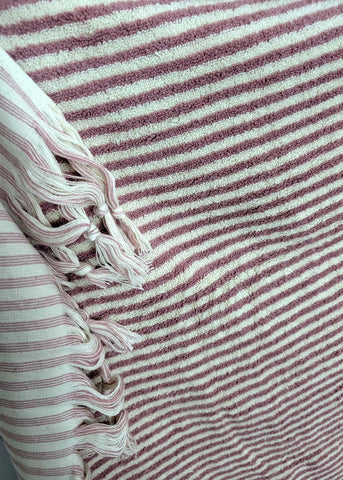 Linea Collection – Oversized Turkish Cotton Bath Towel with Tonal Stripes and Tassels - SwagglyLife Home & Fashion