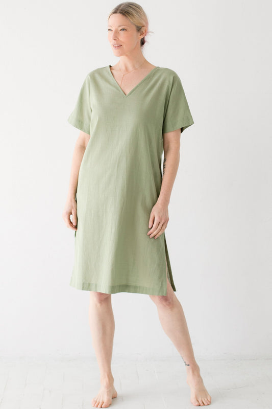 Classic Woven Kaftan in Green Grass - COVER UPS photo