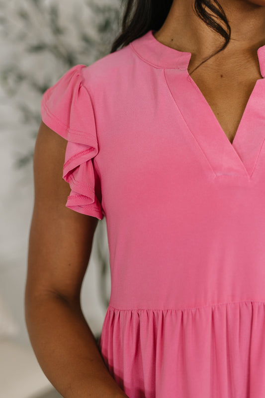 Lizzy Forever Flutter Sleeve Dress in Pink Glow in - Womens photo