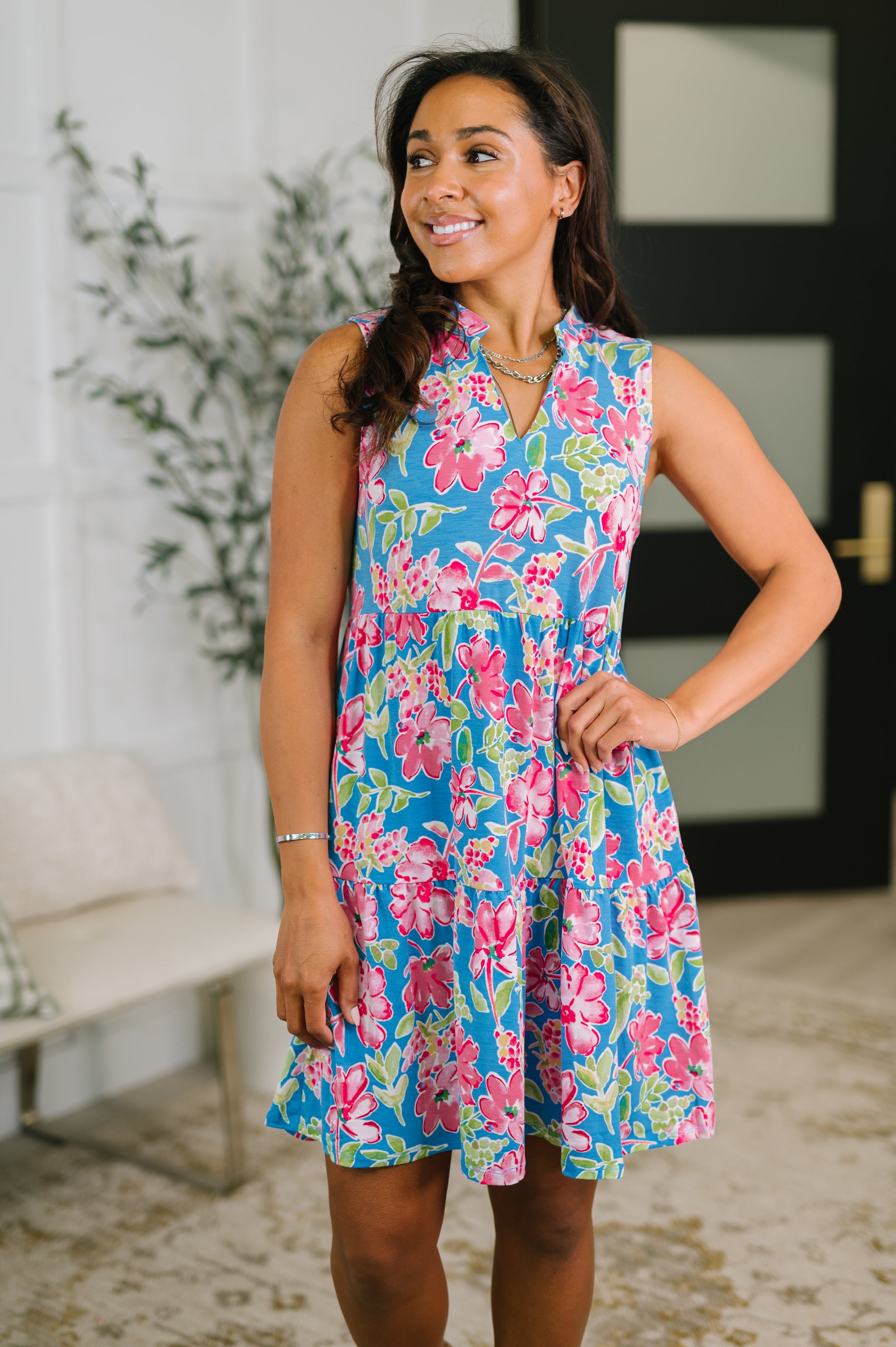 Lizzy Three Tier Tank Dress in Falling Floral in - Womens photo
