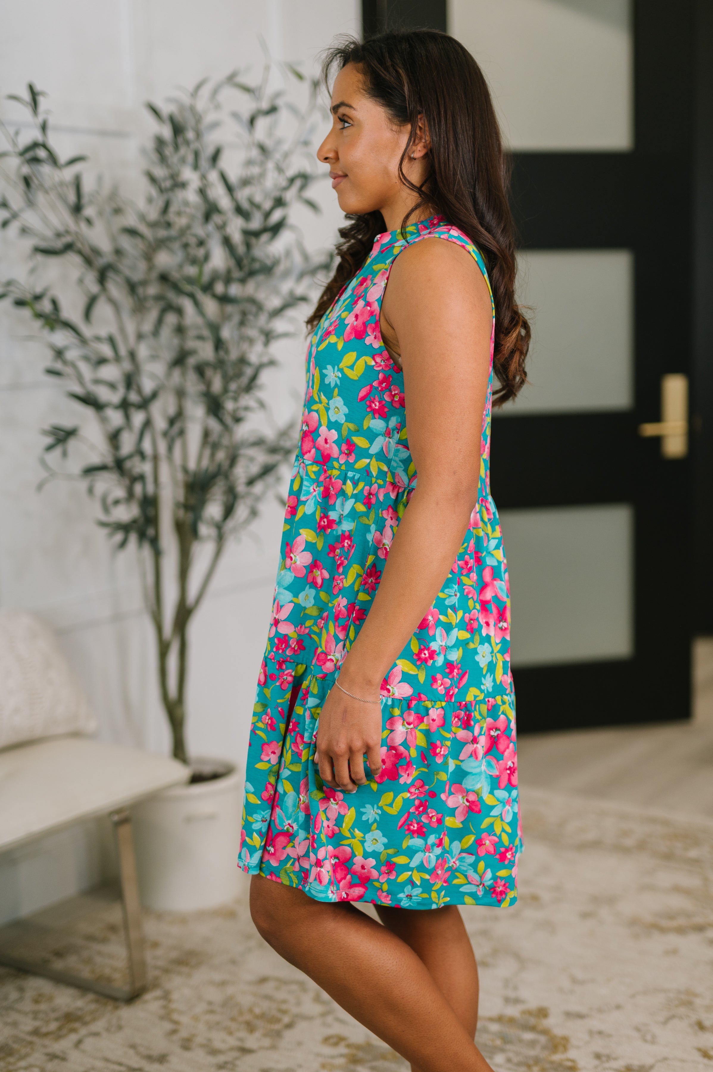 Lizzy Three Tier Tank Dress in Large Ditsy Floral in - Womens photo