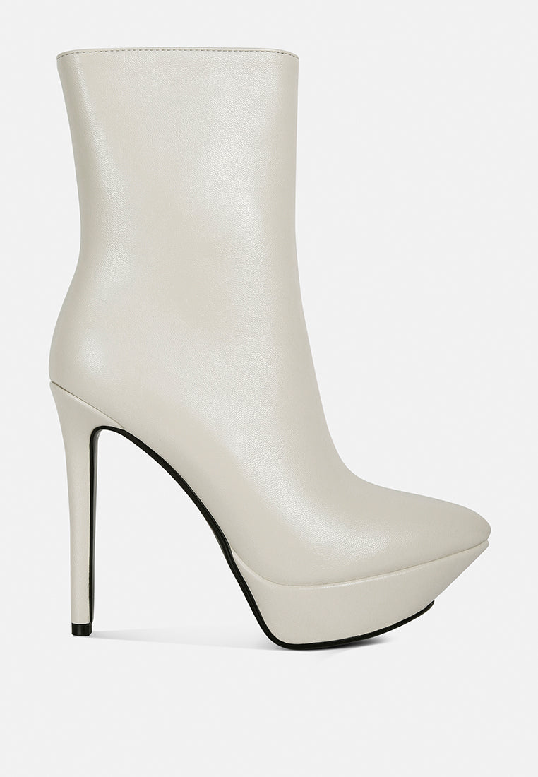 Magna Platform Heels Ankle Boot in Beige - Boots photo