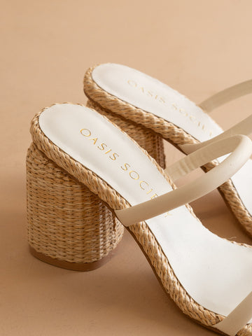 The Margaret | Beige Rattan Heel in - HEELS photo