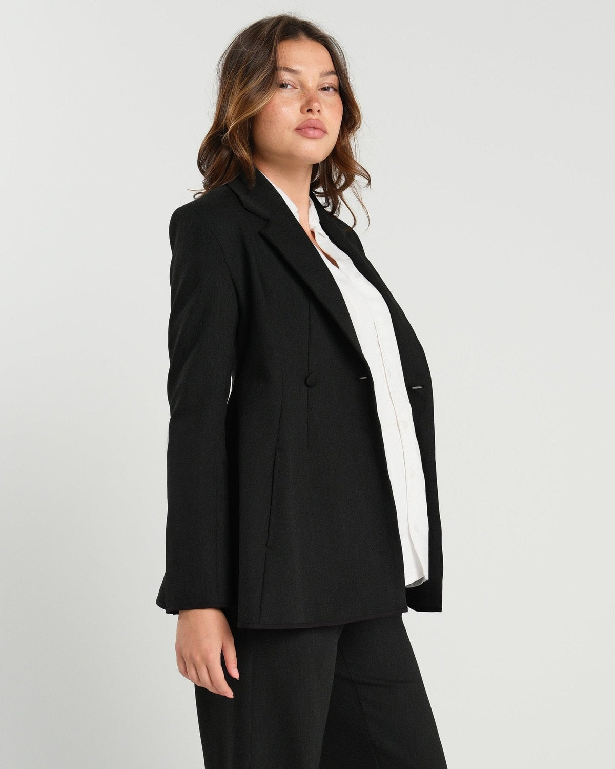 Nathalie Maternity Blazer (Regular & Petite) in Black - Maternity Blazer Suit Jacket photo