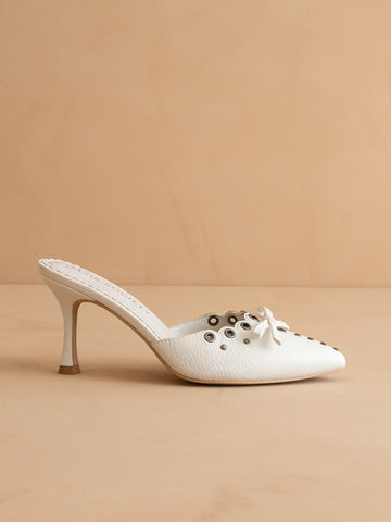 The Meridian | White Kitten Heel in - HEELS photo
