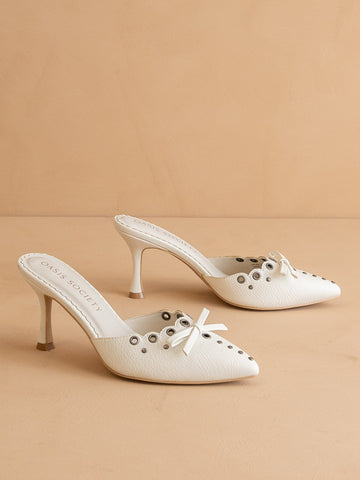 The Meridian | White Kitten Heel in - HEELS photo