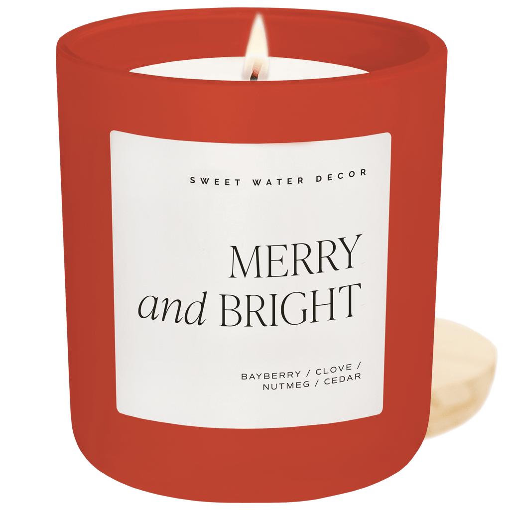 Merry and Bright Soy Candle - Red Matte Jar - 15 oz in - Candles photo