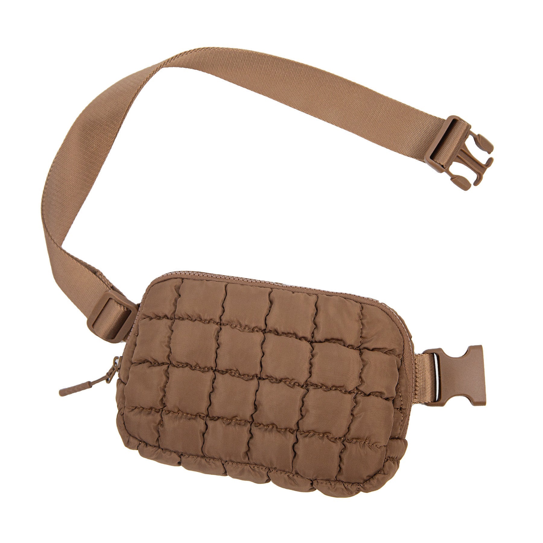 Evyn Quilted Puffer Sling Crossbody Belt Bum Fanny Waist Bag in Mocha - photo