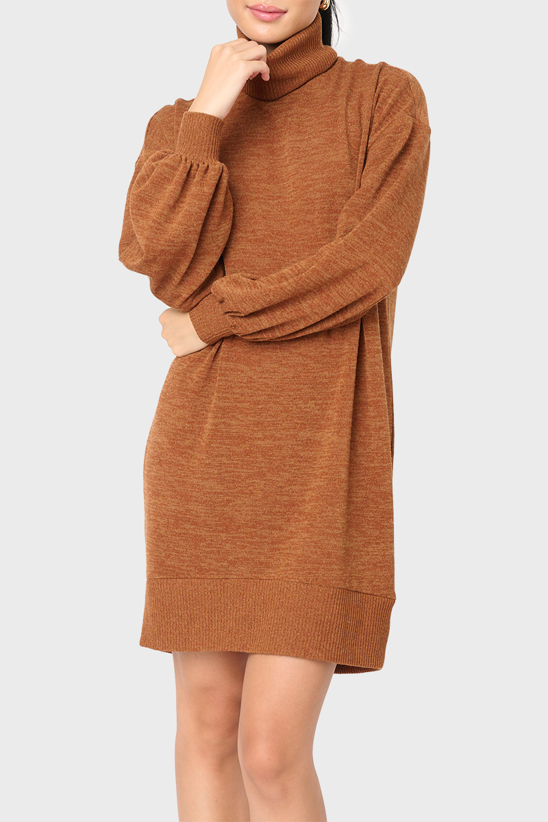 Blouson Sleeve Turtleneck Sweater Dress in - 50, DRESSES, 502, SALE photo