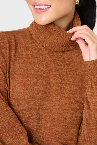 Blouson Sleeve Turtleneck Sweater Dress in - 50, DRESSES, 502, SALE photo