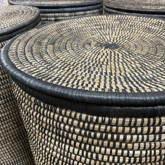 Lidded Floor Baskets | Black | Malawi -