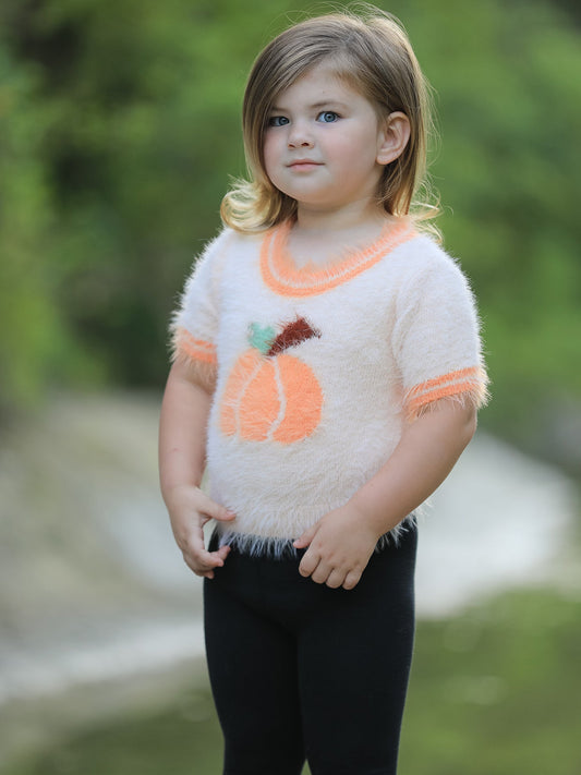 Fall Pumpkin Orange Girls Pullover Sweater -