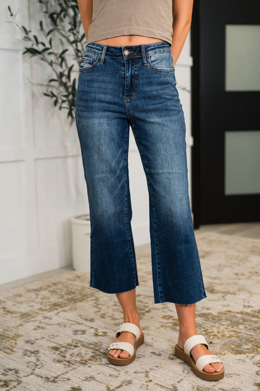 Maisie High Waist Back Pocket Embroidery Crop Wide in - Womens photo