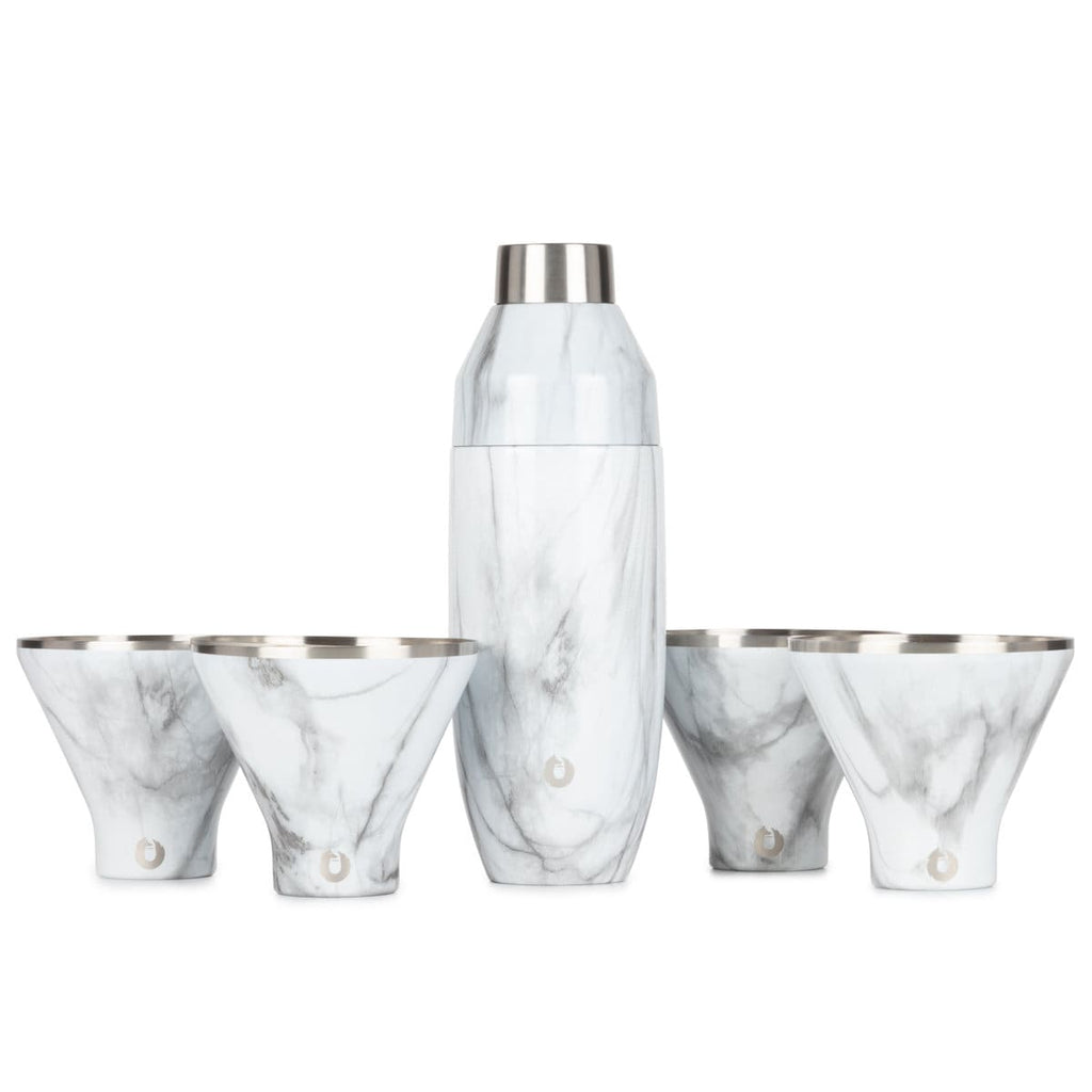 Snowfox Stainless Steel Cocktail Shaker and Martini Glass Set, Marble in Marble - Cocktail shaker photo