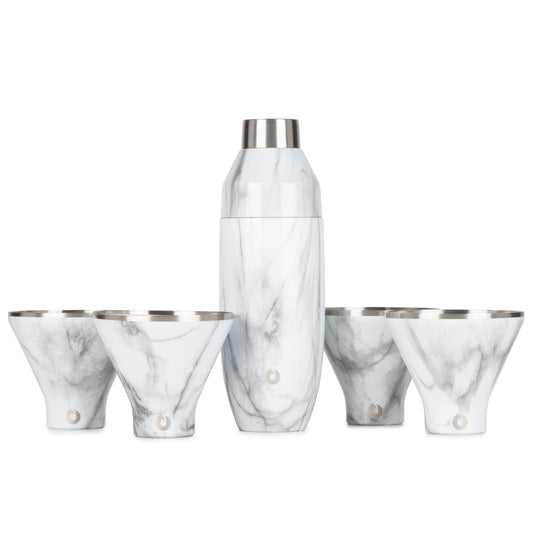 Snowfox Stainless Steel Cocktail Shaker and Martini Glass Set, Marble in Marble - Cocktail shaker photo