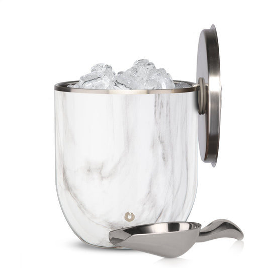 Stainless Steel Ice Bucket with Lid and Scoop, Marble in - Ice Bucket photo