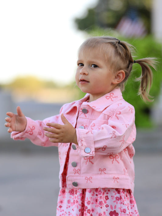 Pink Fall Girls Denim Jacket -
