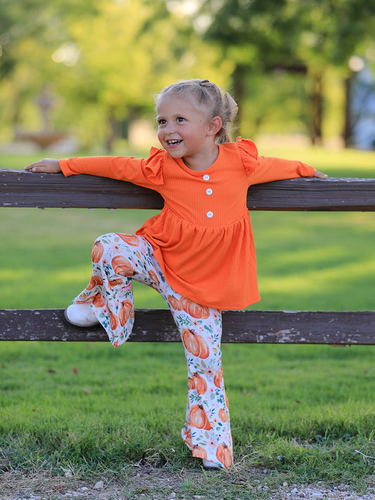 PREORDER Girls Fall Pumpkin Print Set -