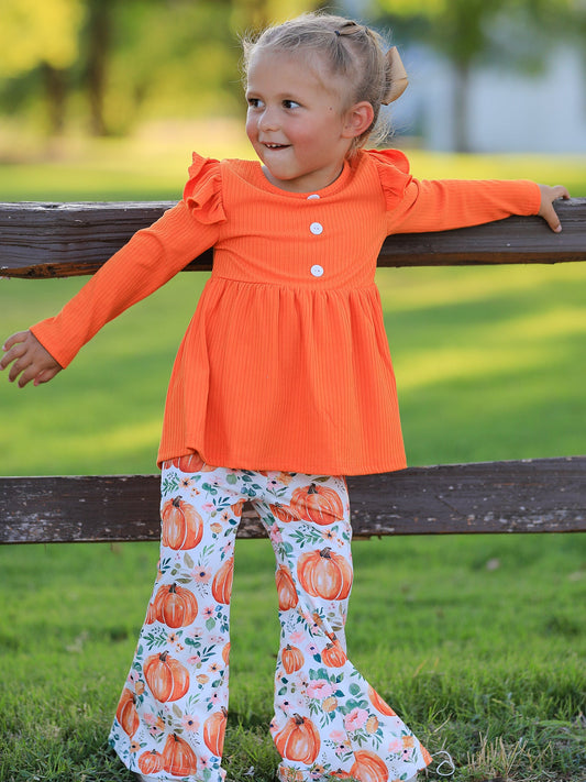PREORDER Girls Fall Pumpkin Print Set -