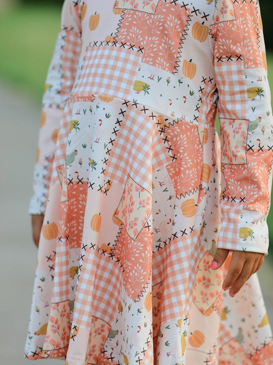 Thanksgiving Patchwork Girls Dress -