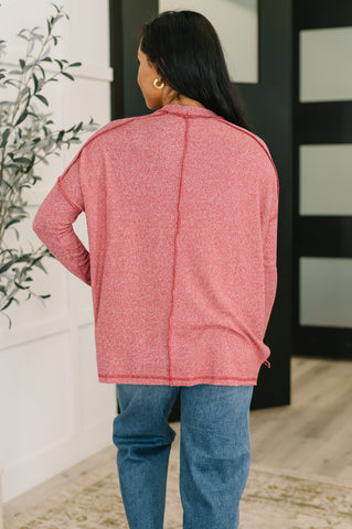 Mellow Mood Heathered Pullover in Dark Red - SwagglyLife Home & Fashion