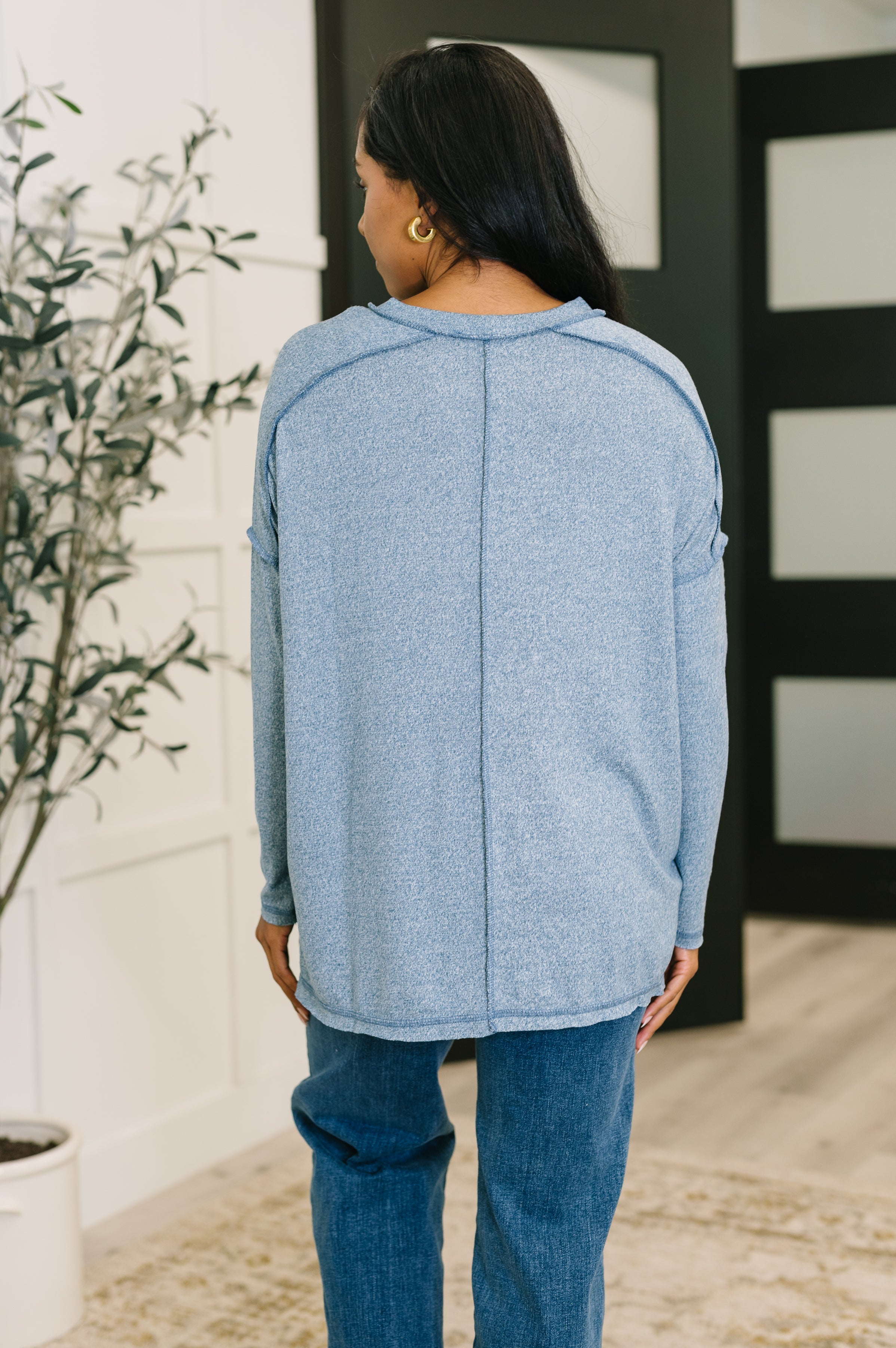 Mellow Mood Heathered Pullover in Dusty Blue - SwagglyLife Home & Fashion