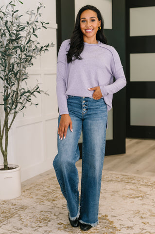 Mellow Mood Heathered Pullover in Lavender - SwagglyLife Home & Fashion