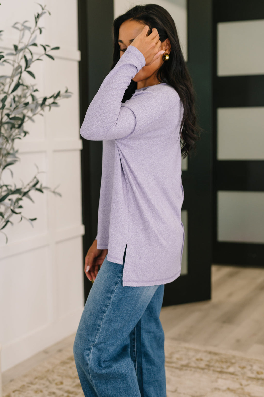 Mellow Mood Heathered Pullover in Lavender - SwagglyLife Home & Fashion