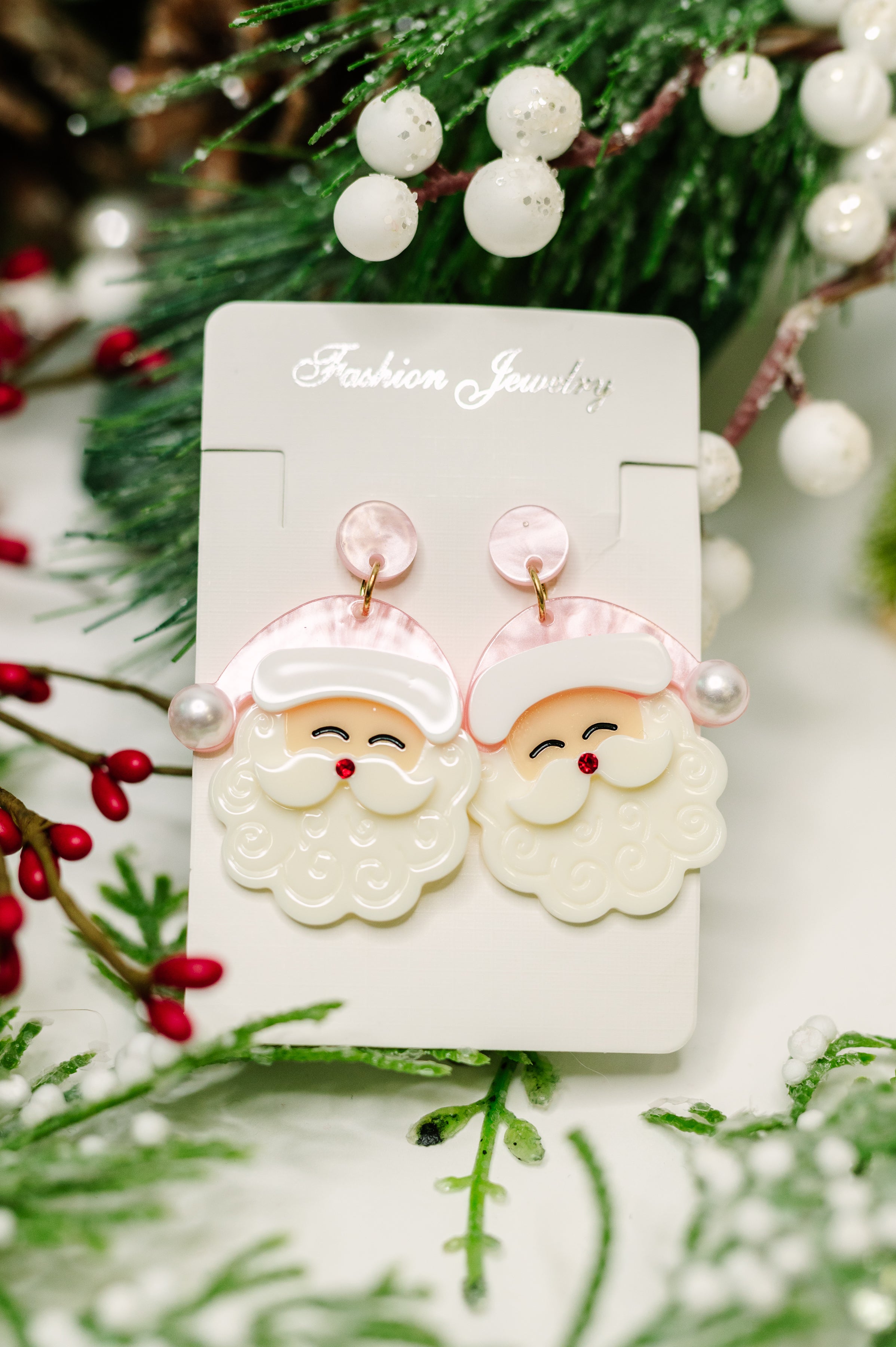 Merry in Pink Santa Dangle Earrings in - Womens photo