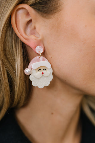 Merry in Pink Santa Dangle Earrings in - Womens photo