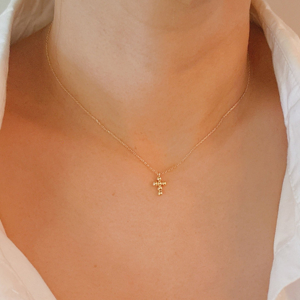 Mini Dot Cross Pendant Necklace in - Jewelry photo